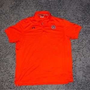 Under Armour Polo Shirt Mens 2XL Orange University of Auburn Loose Heat Gear